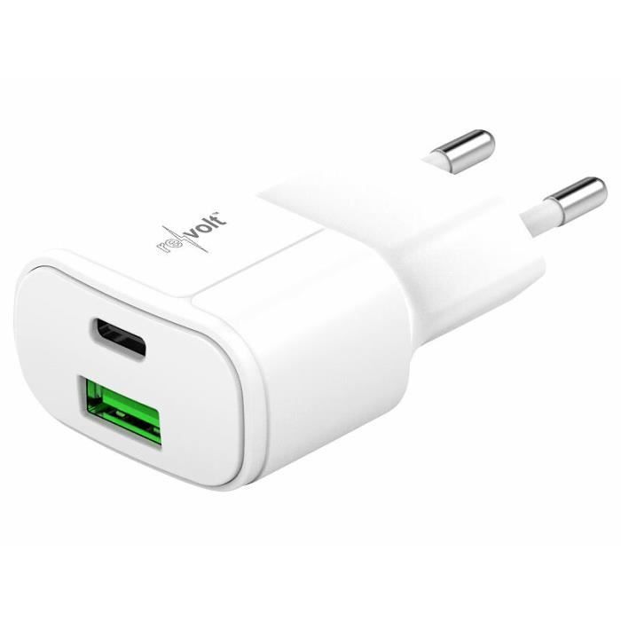 Chargeur secteur USB-A et USB-C 30 W avec Quick Charge et Power Delivery -Blanc