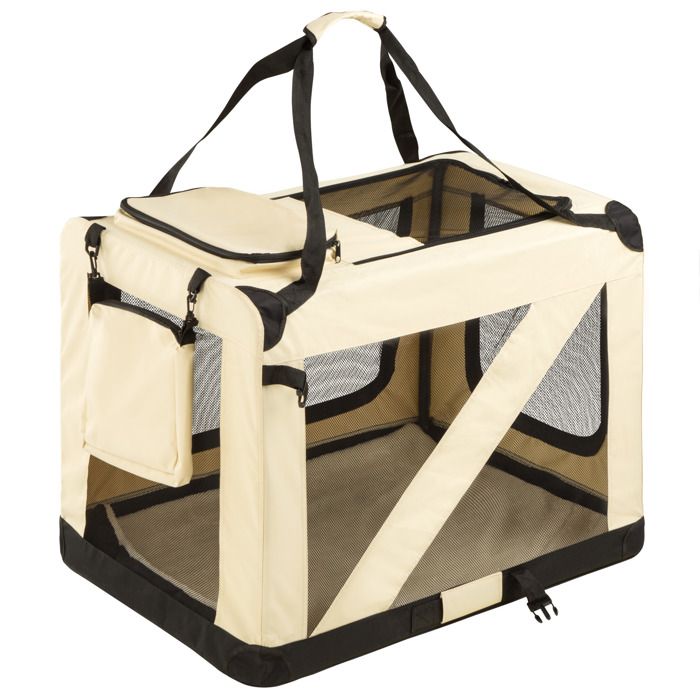 TECTAKE Cage de transport pour chien mobile pliable et transportable Taille XL - 81 cm x 58,5 cm x 58,5 cm + Tapis de Sol