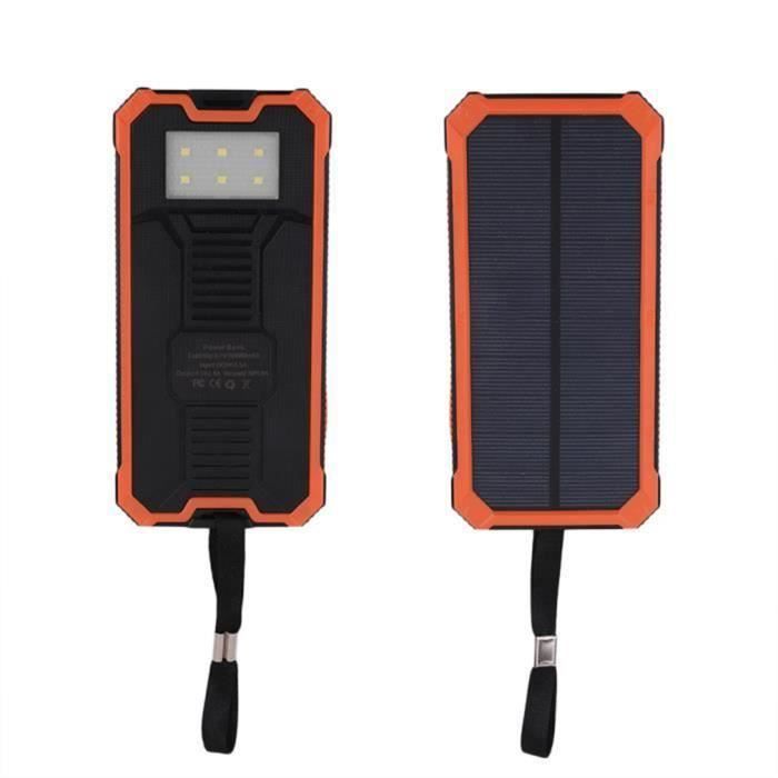 TD® Batterie externe appareil portable téléphone tablettes PC 10000 mAh anti choc anti poussière rechargement multiports USB orange