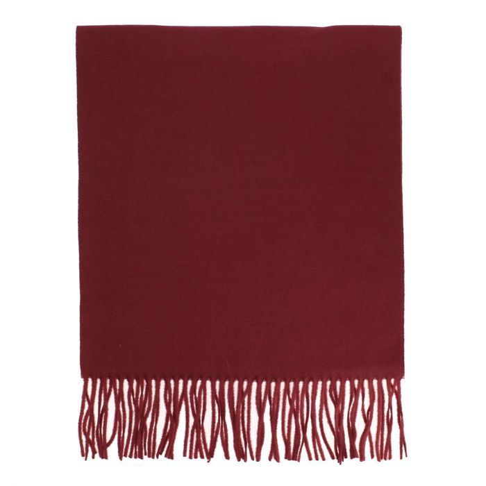 Echarpe bordeaux luxe unie en laine d'Australie...