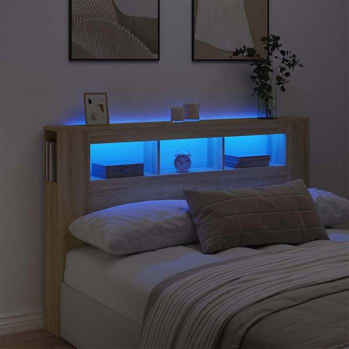 VidaXL Tête de Lit à LED, Tête de Cadre de Lit, Accessoire de Lit Double, Meuble de Chambre à Coucher Maison Intérieur, 837350 - Maison