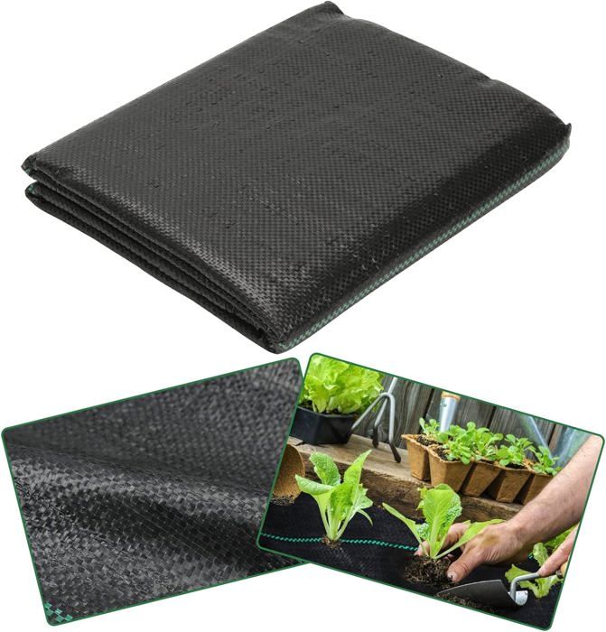 Toile Anti-mauvaises Herbes 2x2 M – Feutre De Jardin Pour Bac à Sable – Non-tissé Perméable – Avec 4 Ancrages Et Rondelles – Protection Extérieure
