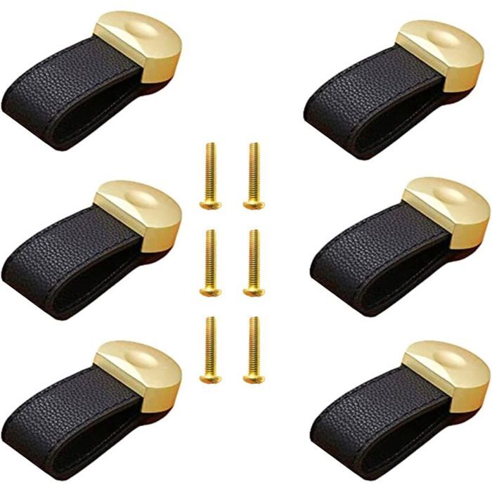 Poignées en cuir - LARGEIGHT - Lot de 6 - Design moderne - Couleurs multiples - Vis incluses