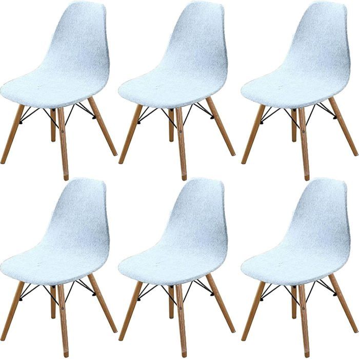 6Pcs Housse de Chaise Scandinaves Extensible Housse de Chaise de Salle à Manger-Gris Macaron
