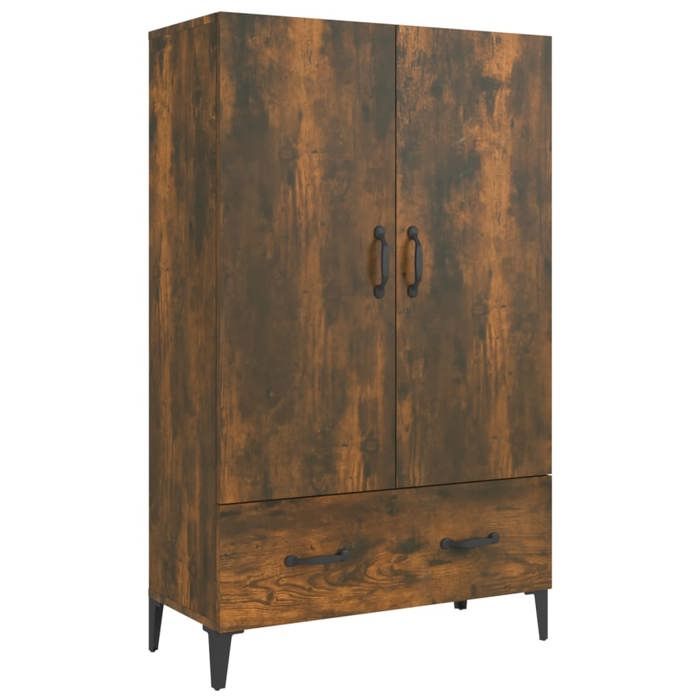 Buffet haut - UU - Chêne fumé - 70x31x115 cm - Bois dingénierie C2667
