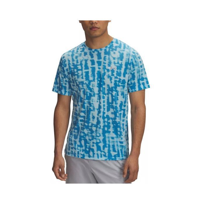 Tee-shirt - UNDER ARMOUR - LAUNCH PRINTED SS - Bleu - Nylon respirant - Anti-odeurs