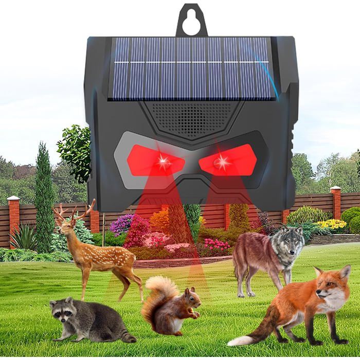 1 répulsif solaire à ultrasons amélioré repousse chats chiens cerfs pour poulaillers fermes jardins efficace