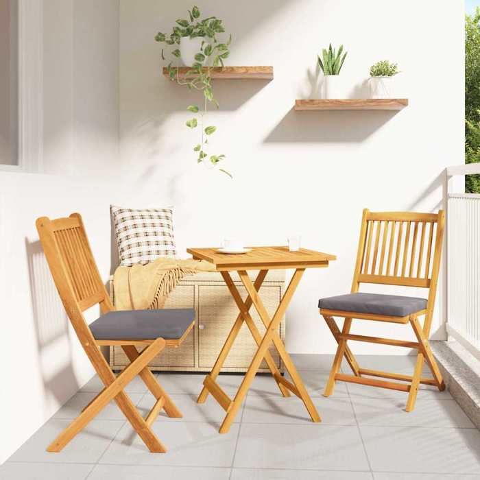 vidaXL Ensemble bistro de jardin 3 pcs Bois massif - vue 2