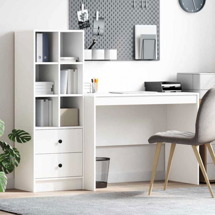 Bureau - rehausse bureau Vidaxl Bureau avec rangement avec tiroir 2 pcs Blanc 100 x 50 x 76 cm