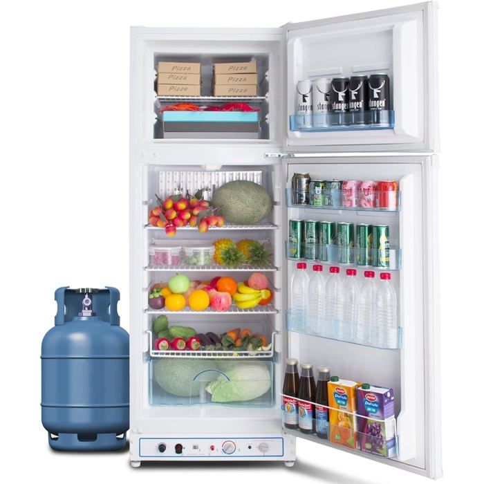 Réfrigérateur à gaz SMAD-380L-avec congélateur Gaz / 230V Convient aux maisons de vacances et salons-Porte réversible