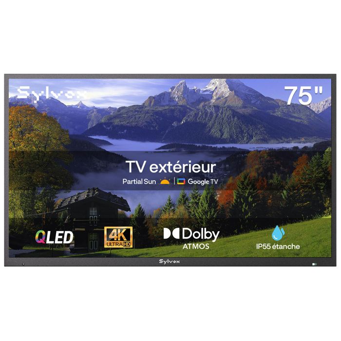 TV QLED extérieure SYLVOX Deckpro2.0 75 (190cm) 4K UHD HDR10 1000 nits IP55