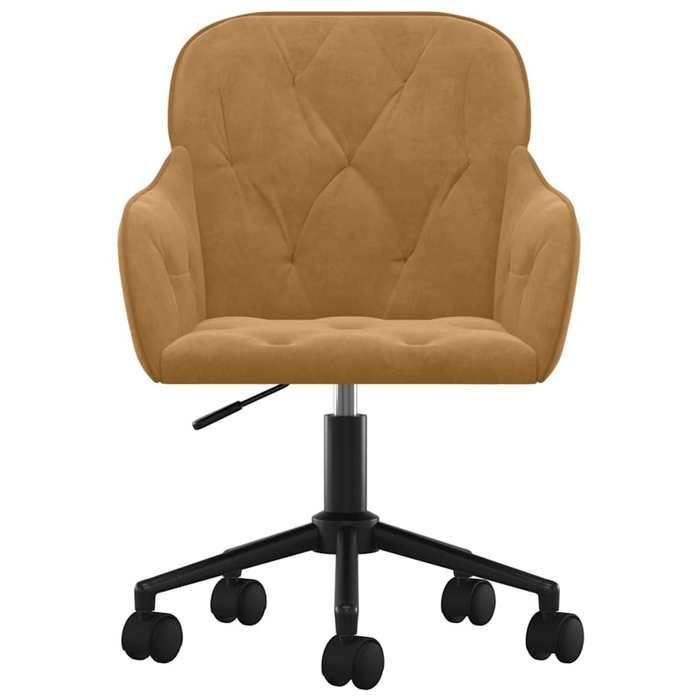 Chaise de bureau pivotante en velours - CLARENCE - Marron - 56x61x(78-86) cm - Pivotement à 360 degrés