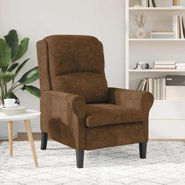 Marron Fauteuil de relaxation - SOLOMON - 1 PLACE - CHAISE TV - Marron 76x94x102 cm Faux cuir FF323