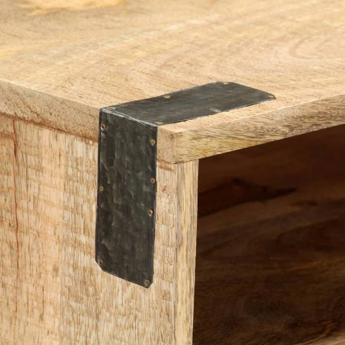 Brun Table console - CLARENCE - Meuble couloir - 115x30x76 cm - Bois de manguier massif brut CC334