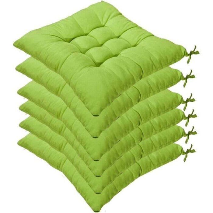 Coussins de chaises carrés - MICH - 40x40 cm - Ensemble de 6 pièces - Vert - Matelassée - Confortable