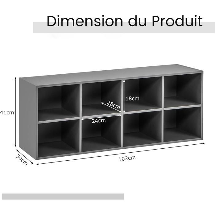 GIANTEX Banc de Rangement à Chaussures 8 Cases Meuble de Rangement Multifonctionnel à 3 Niveaux Charge 230KG 102x30x41cm (Gris)