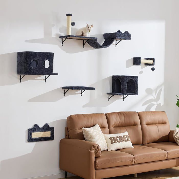 Meubles muraux en bois pour maison de chat, étagères à gratter, échelle d'escalade, perche, pont pour chat et plate-forme de saut pour jouer au chaton 15 Meubles muraux en bois pour maison de chat, étagères à gratter, échelle d'escalade, perche, pont pour chat et plate-forme de saut pour jouer au chaton 15