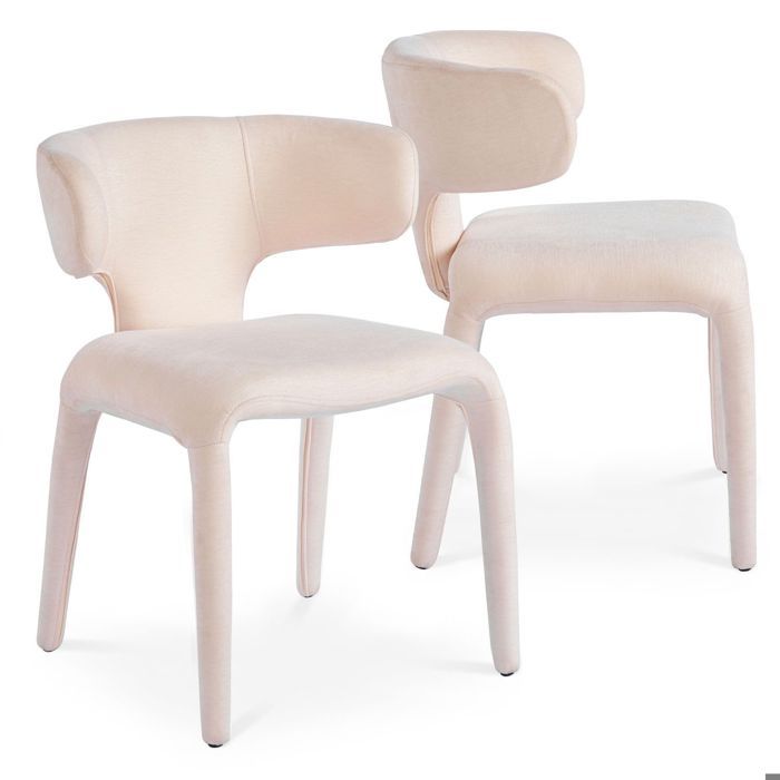 MENZZO Lot de 2 chaises design dossiers arrondis Cotony Tissu Beige - Chaises Salle À Manger MENZZO Lot de 2 chaises design dossiers arrondis Cotony Tissu Beige - Chaises Salle À Manger