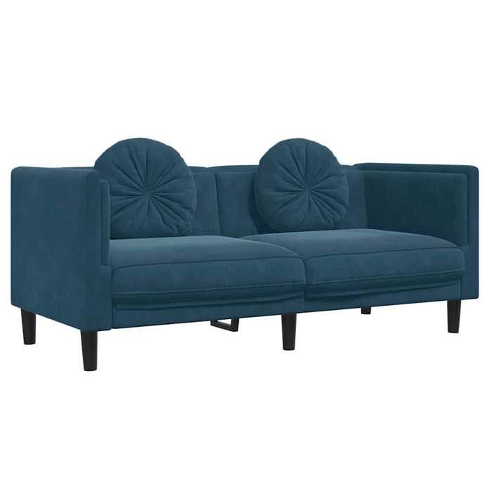 Canapé à 2 places VIDAXL Sofa DOUBLE avec coussins bleu velours 173.5x77x70 cm S1950