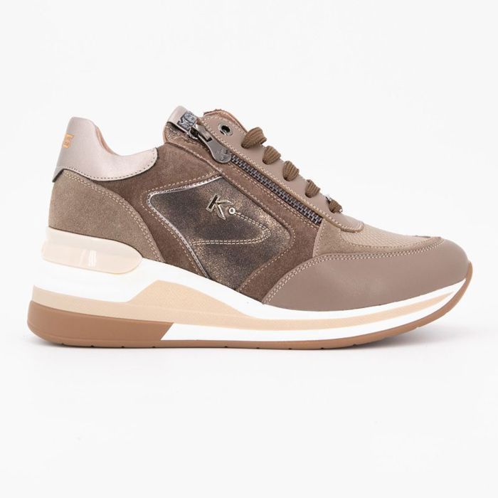 KEYS Baskets compensées à lacets cuir avec zip Femme KEYS