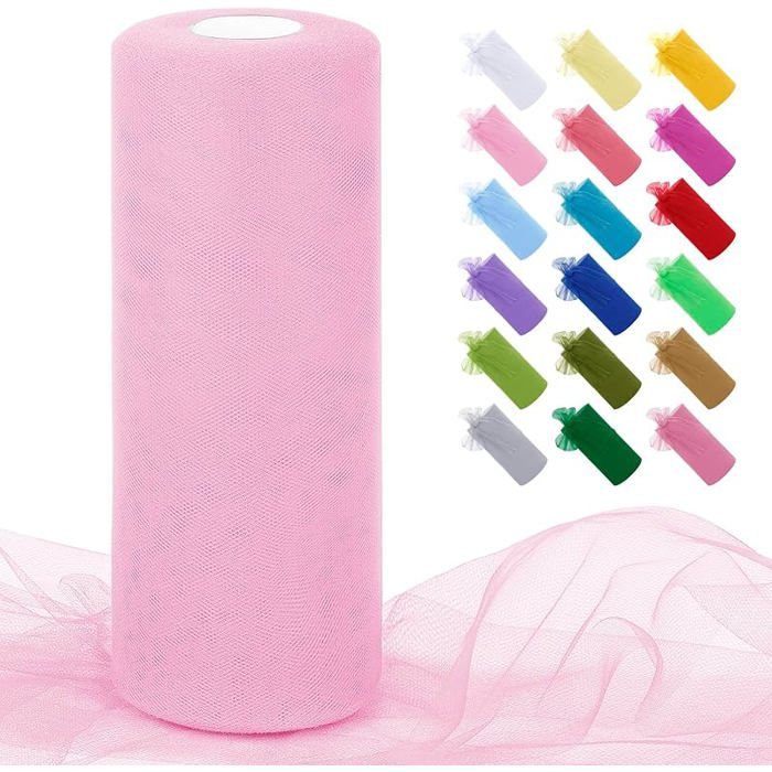 Rouleau de Tulle Rose 30cm x 91m Tulle Mariage Polyester Maille Tissu Ruban Mariage pour Tutu Jupe Emballage 30cm x 91m Rose