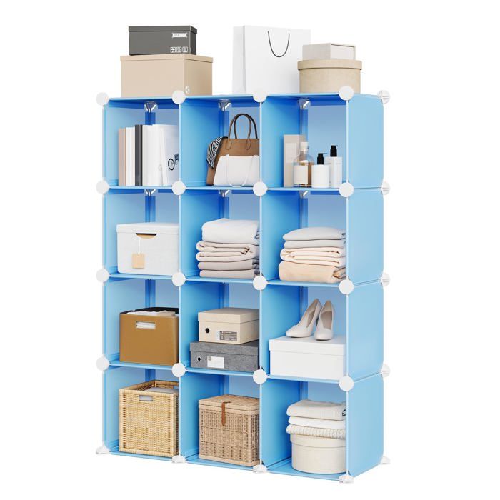Étagère cubique modulable - LUNSY - 12 cubes de 32 cm - Configurations flexibles - 5 couleurs disponibles