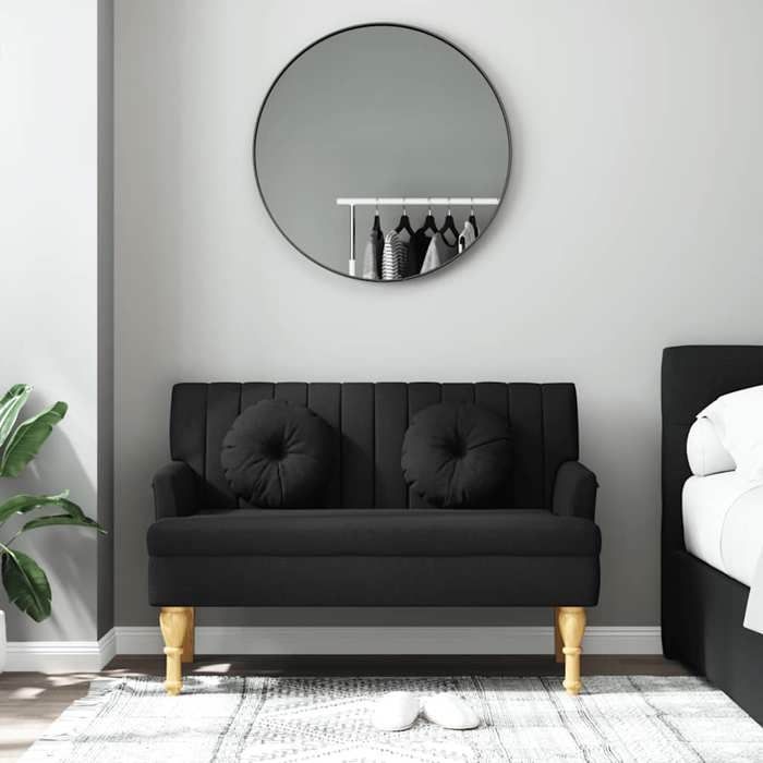 Banc Moderne/Bout de lit - JILI - 110 kg par siège - Siège/Banquette - avec coussins noir 113x64 5x75 5cm tissu 75198 Banc Moderne/Bout de lit - JILI - 110 kg par siège - Siège/Banquette - avec coussins noir 113x64 5x75 5cm tissu 75198
