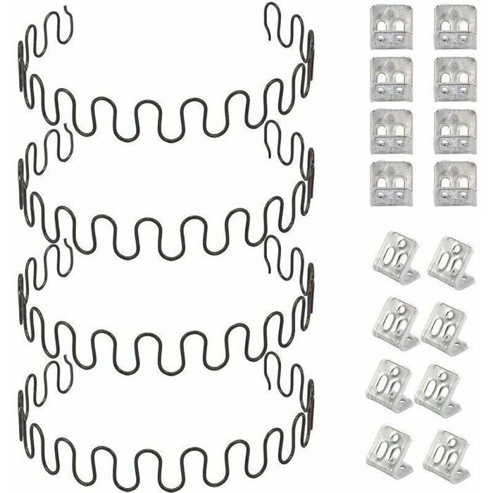 Kit de réparation de ressorts de canapé - - 4 pièces - 508 cm - 8 clips en S - Ressorts en acier au carbone ENEVAOCT