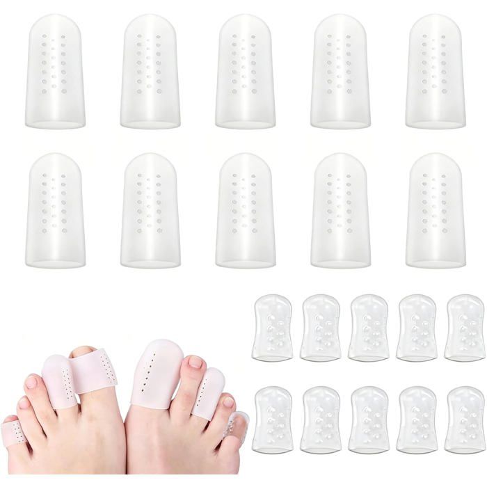 20Pcs Protège Orteils Respirant Multi-Taille Protecteur dOrteil en Silicone Souple Capuchon de Orteils en Gel avec Trous