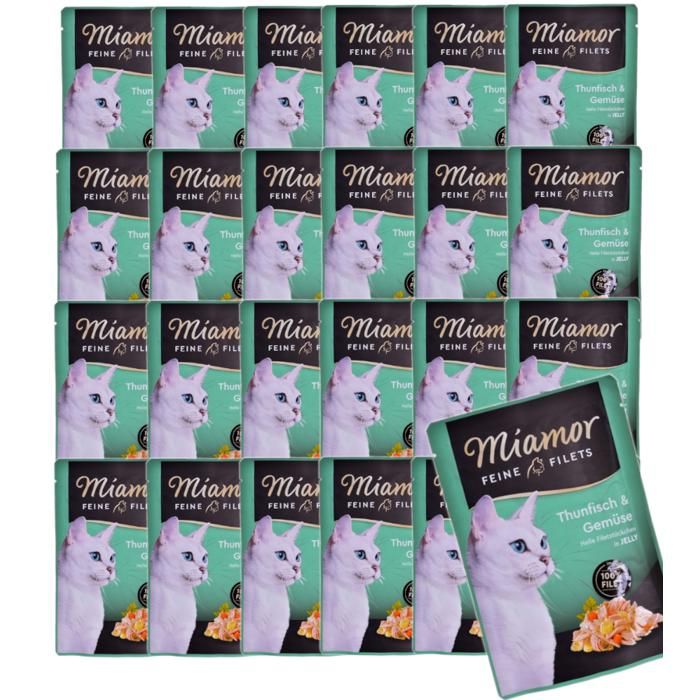 Aliment humide pour chat - MIAMOR - Feine Filets Thon & Légumes - 24x100 g - 100% filet - Particulièrement digeste Aliment humide pour chat - MIAMOR - Feine Filets Thon & Légumes - 24x100 g - 100% filet - Particulièrement digeste