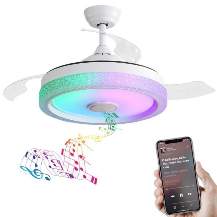Ventilateur de plafond moderne - 42 Pouces - 3 pales ABS - Télécommande incluse - Moteur DC réversible - Lum VENTILATEUR DE PLAFOND