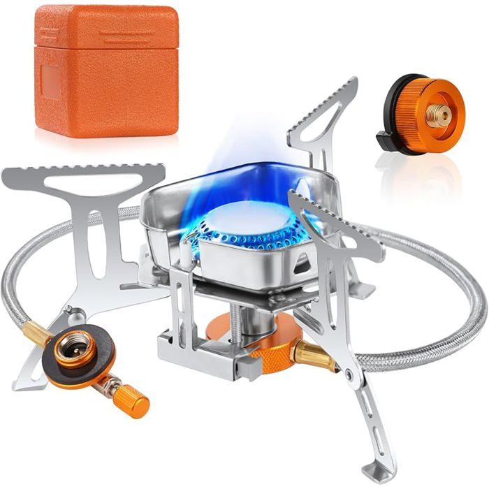 Réchaud de Camping à Gaz 3500W Portable Brûleur Camping Pliable avec Bouton Allumage Poids 3500 W Brûleur