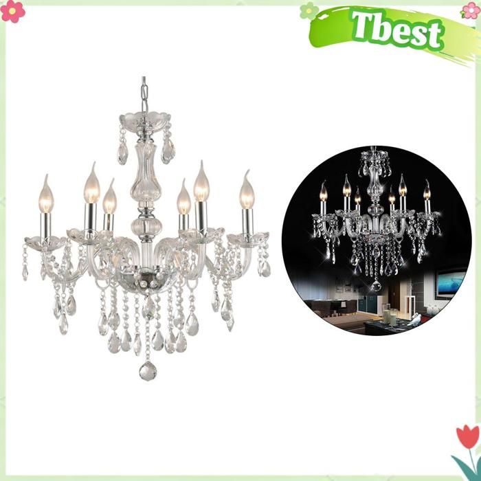 Tbest Plafonnier en cristal Lustre en Cristal Moderne Plafonnier élégant pour Décor de Salon Salle à Manger Bras luminaire lustre