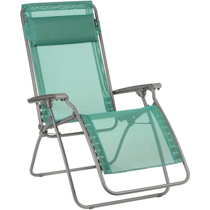 Fauteuil Relax Pliant Toile Batyline Zéro Gravité 127° Têtière Réglable Résistant UV Vert Chlorophylle 114 x 68 x 87 cm