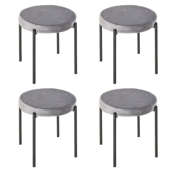 4 tabourets de bar/chaises de cuisine empilables avec assises rembourrées aspect velours 41 5 x 41 5 x 46 cm