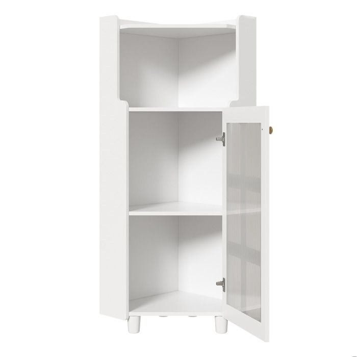 Meuble d’angle blanc laqué avec LED APP vitrine à 2 portes MDF – 635 x 124 cm