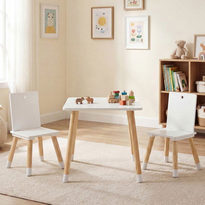 Ensemble table et 2 chaises enfant meuble dactivité pour manger lire et dessiner pour enfants de 3 à 7 ans