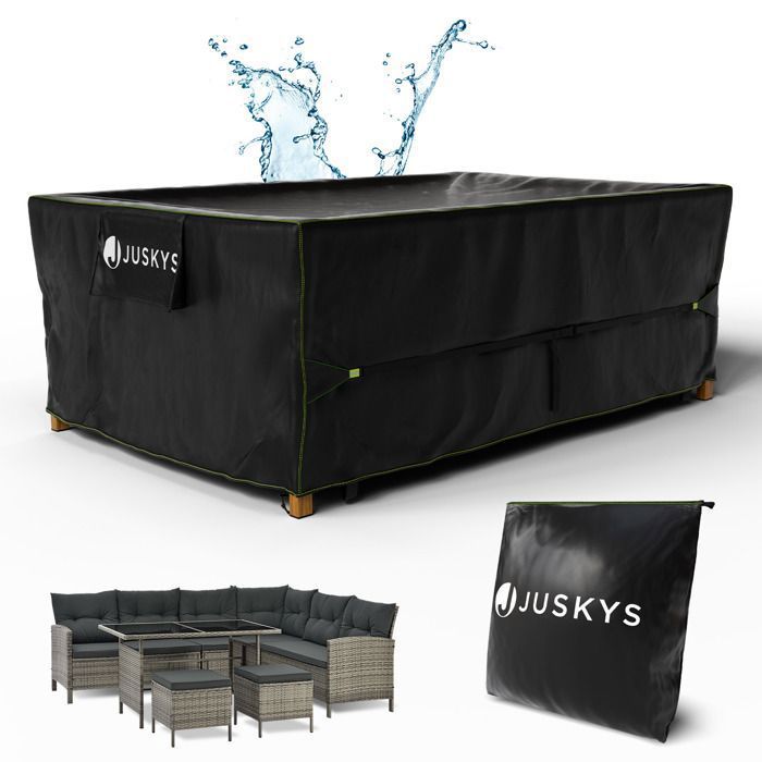 Housse de Protection pour Mobilier de Jardin Juskys CoverSafe Pro - 220 x 140 x 75 cm - Noire - Polyester - Étanche