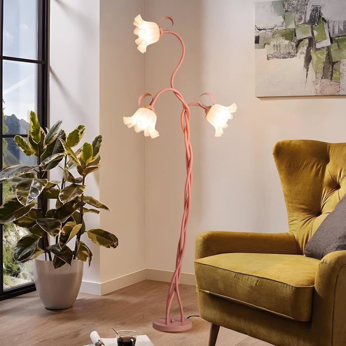 Fleur Lampadaire Sur Pied Salon Diy Arc Lampe Salon Avec 3-Têtes Fleurs Moderne Col De Cygne Dimmable Liseuse Lampadaire Dop[IN167]