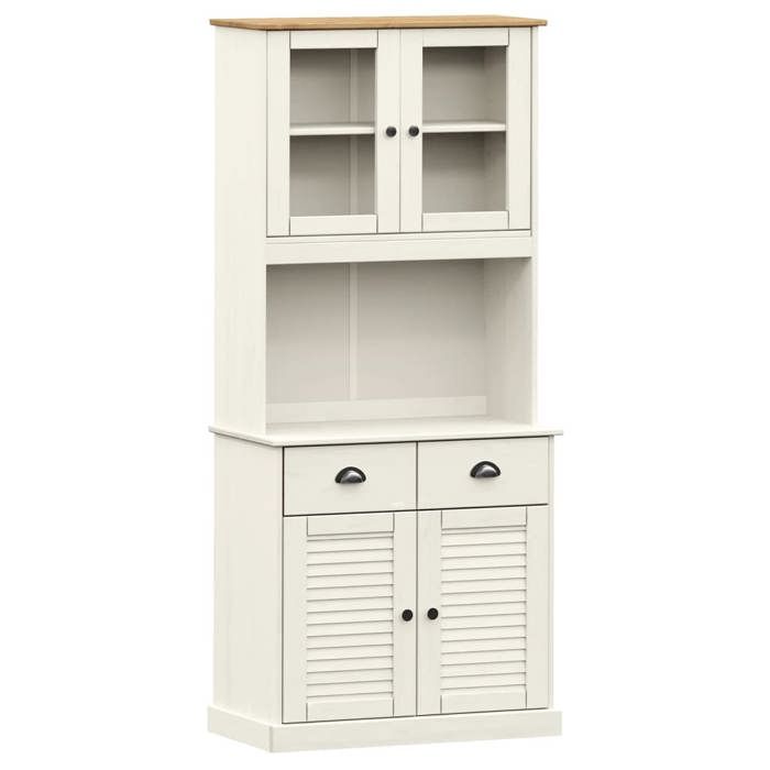 NEW Meuble stockage - vidaxL - Buffet haut VIGO blanc 78 x 40 x 175 cm bois massif de pin - Cabinet vaisselier 92778