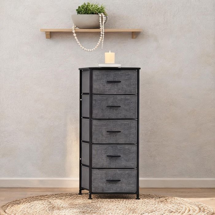Colonne De Salle De Bain Armoire De Salle De Bain en Tissu non tissé Acier Gris - Gris foncé Tissu non tissé Acier 45 x 30 x
