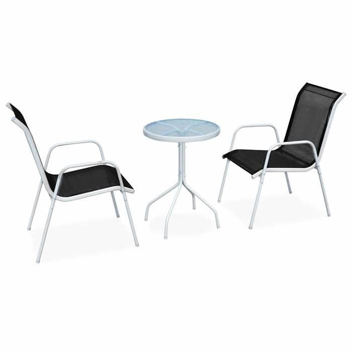 Gris Meuble de jardin - VIDAXL - Ensemble de bistro - (3 pcs) - Acier Noir m5327