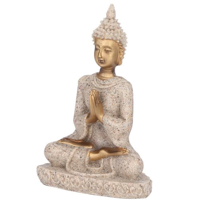 Qiilu Sculpture de méditation assise Statue de Bouddha Zen en Asie Sud