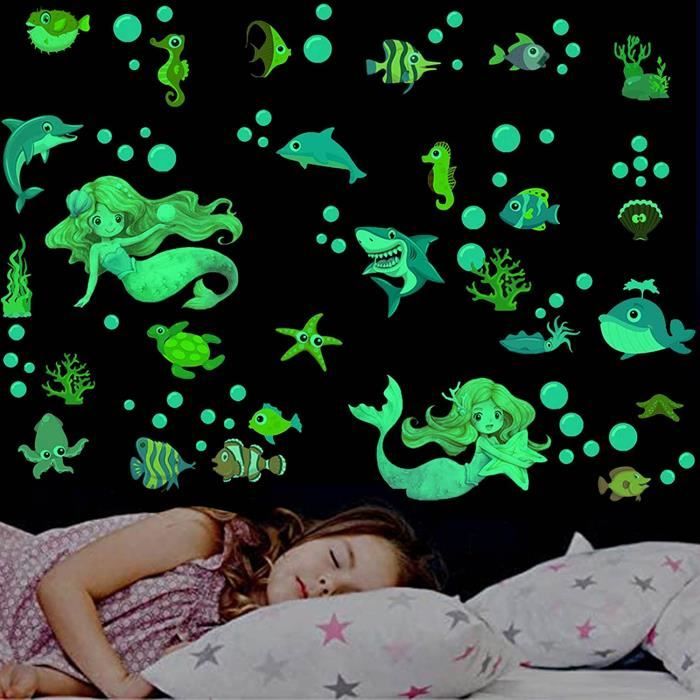 Filles Sirène Kisses Starfish souhaite Chambre à Coucher Mur Citer Autocollant Vinyle Autocollant V299