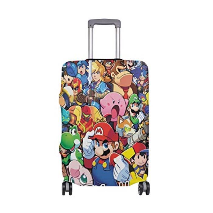 Housse pour bagages de voyage Motif The Legend of Zelda Super Mario Smash Bros Kirby Housse de protection à fermeture éclair lavable