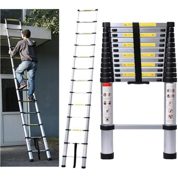 Échelle Télescopique Pliable en Aluminium 4,4m Echelle Multifonction ...