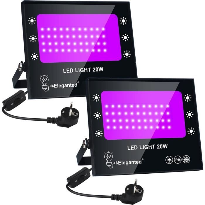 2 Projecteurs LED UV 100W Lumière Noire Extérieure IP66 - Effet Fluo Pour Fêtes Et Halloween