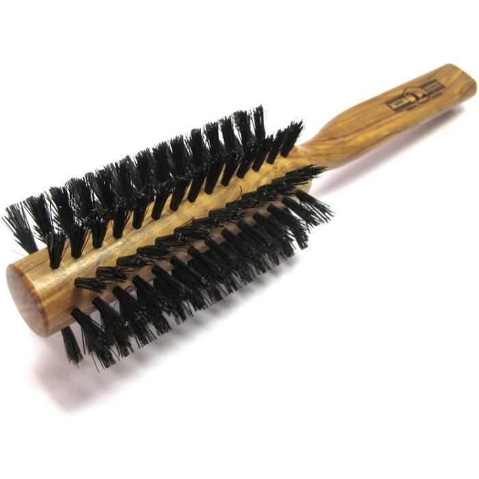 Brosse ronde en poil de sanglier 