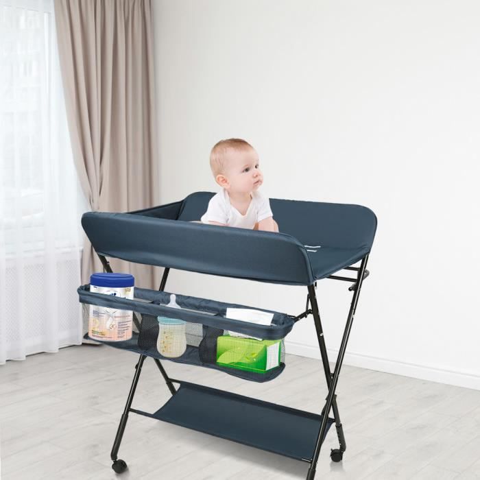 Table à langer pliable pour bébé - BELFOYER - Gris foncé - Avec paniers et  roues - Cdiscount Puériculture & Eveil bébé