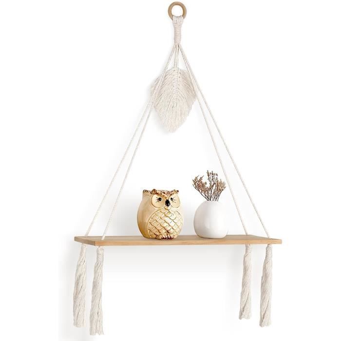 Étagère Murale Boho En Bois – 3 Niveaux, Design Bohème En Marron Rouge, Idéale Pour Décorer Votre Salon Ou Chambre - 7